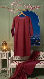 Load image into Gallery viewer, Leher Maroon Embroidered Kurta Set