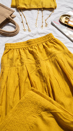 Load image into Gallery viewer, Ruhani Mustard Mirror Work Farshi Kurta Set