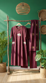 Load image into Gallery viewer, Noor-e-Gaj Wine Appliqué Embroidered Kurta Set