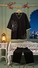 Load image into Gallery viewer, Rul Gul Black Embroidered Co-ord Set