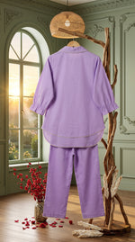 Load image into Gallery viewer, Aaina Lavender Appliqué Embroidered Co-ord Set