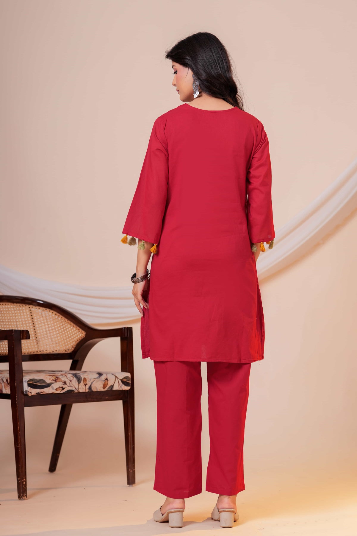 Aarzoo Maroon Floral Embroidered Kurta Set