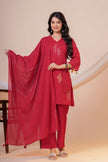 Aarzoo Maroon Floral Embroidered Kurta Set