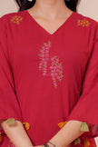 Aarzoo Maroon Floral Embroidered Kurta Set