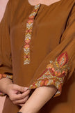 Brown Floral Embroidered Kurta Set
