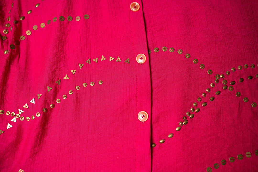 Gulnaar Onion Embroidered Collared Co-ord Set