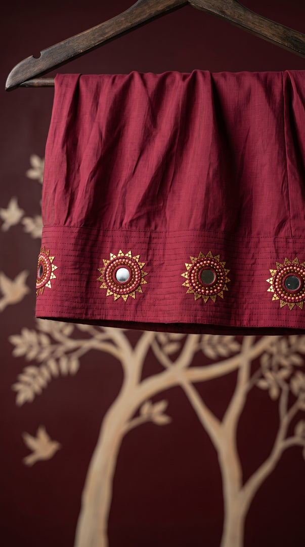 Sitara Gul Maroon Mirror Work Farshi Kurta Set