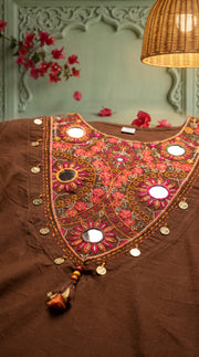 Resham Brown Embroidered Kurta Set