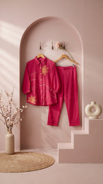 Load image into Gallery viewer, Gulnaar Onion Embroidered Collared Co-ord Set