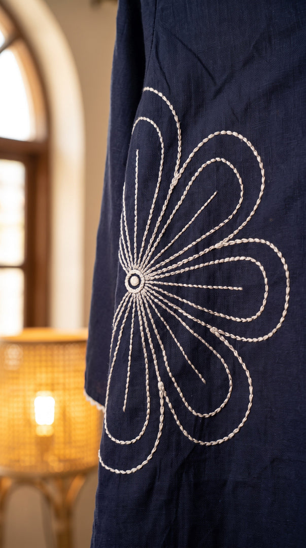 Rul Gul Navy Blue Embroidered Co-ord Set