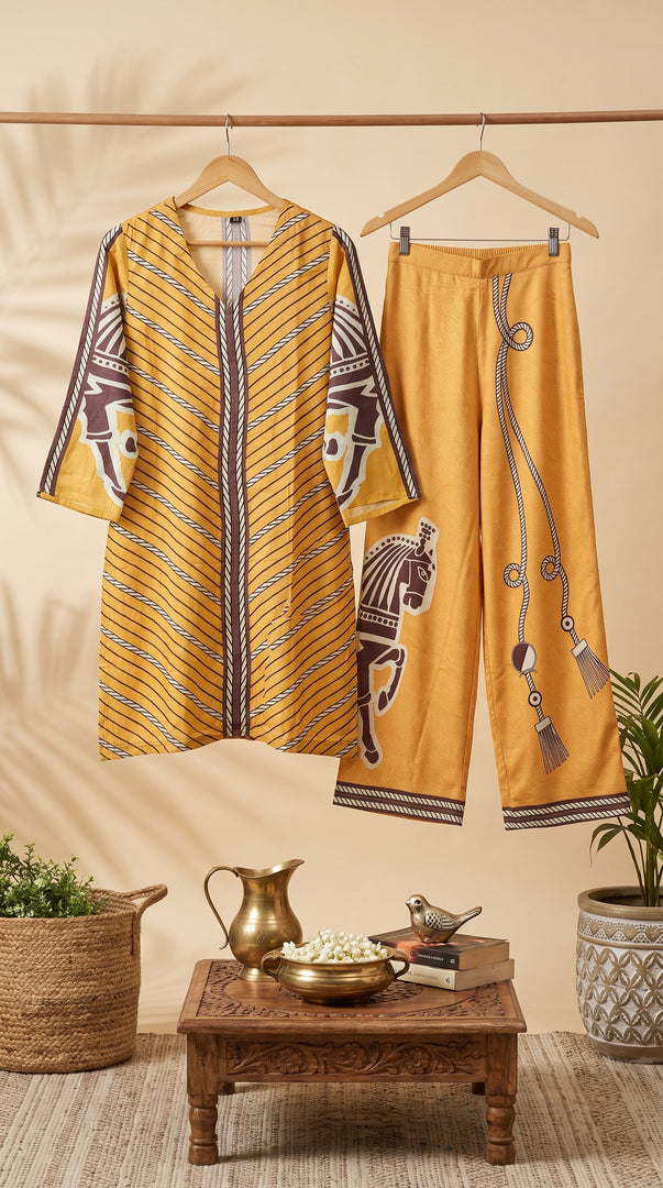 Ashvika Mustard Digital Print Co-ord Set