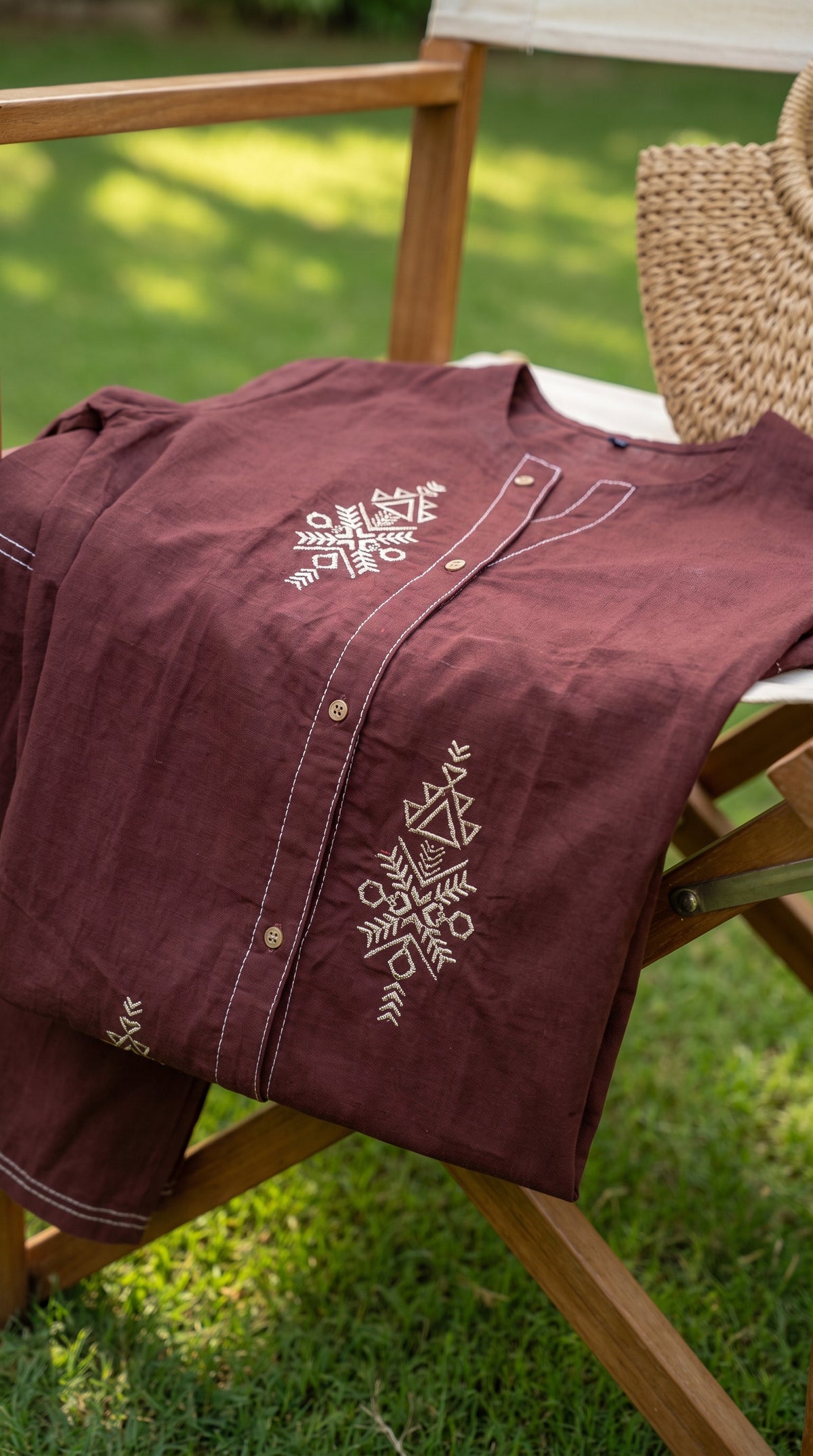 Ira Brown Kantha Embroidered Co-ord Set