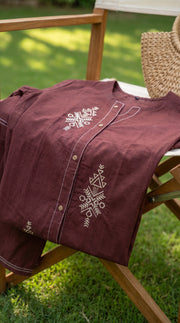 Ira Brown Kantha Embroidered Co-ord Set