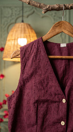 Load image into Gallery viewer, Aira Wine Schiffli Balloon Pant Co-ord Set