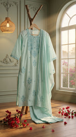Load image into Gallery viewer, Arohi Sky Blue Embroidered Kurta Set
