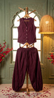 Aira Wine Schiffli Balloon Pant Co-ord Set