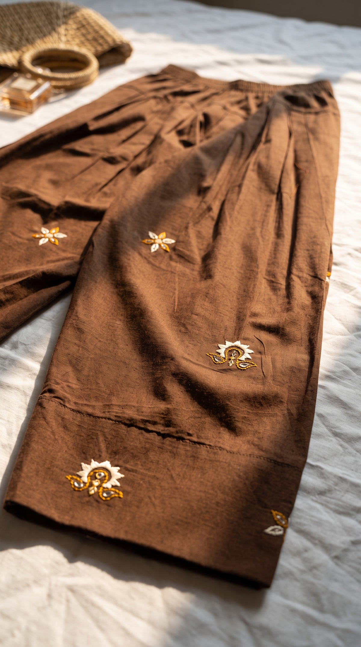 Adaa Brown Embroidered Farshi Kurta Set