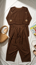 Load image into Gallery viewer, Adaa Brown Embroidered Farshi Kurta Set