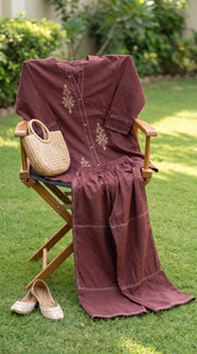 Ira Brown Kantha Embroidered Co-ord Set