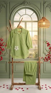 Aaina Mint Green Appliqué Embroidered Co-ord Set