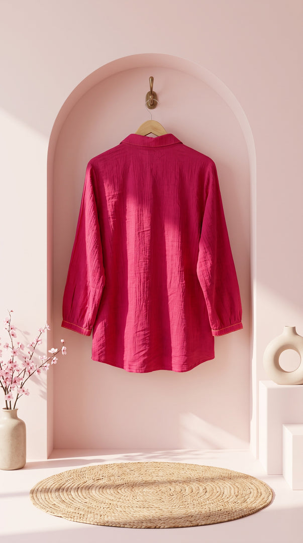 Gulnaar Onion Embroidered Collared Co-ord Set