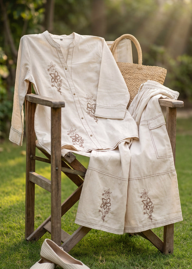 Haseen Off White Kantha Embroidered Co-ord Set