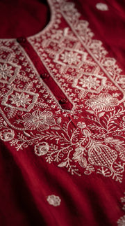 Arohi Maroon Embroidered Kurta Set