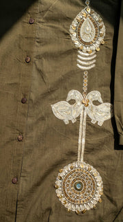 Zoya Military Green Dori Embroidered Co-ord Set