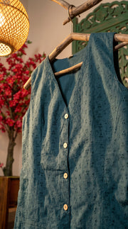 Aira Teal Schiffli Balloon Pant Co-ord Set