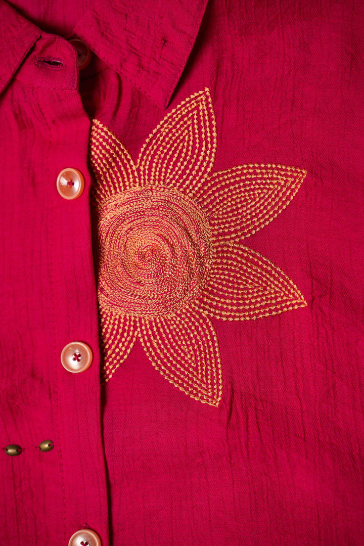 Gulnaar Onion Embroidered Collared Co-ord Set