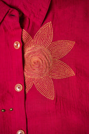 Gulnaar Onion Embroidered Collared Co-ord Set