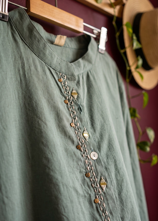 Abha Aqua Mirror Kantha Co-ord Set