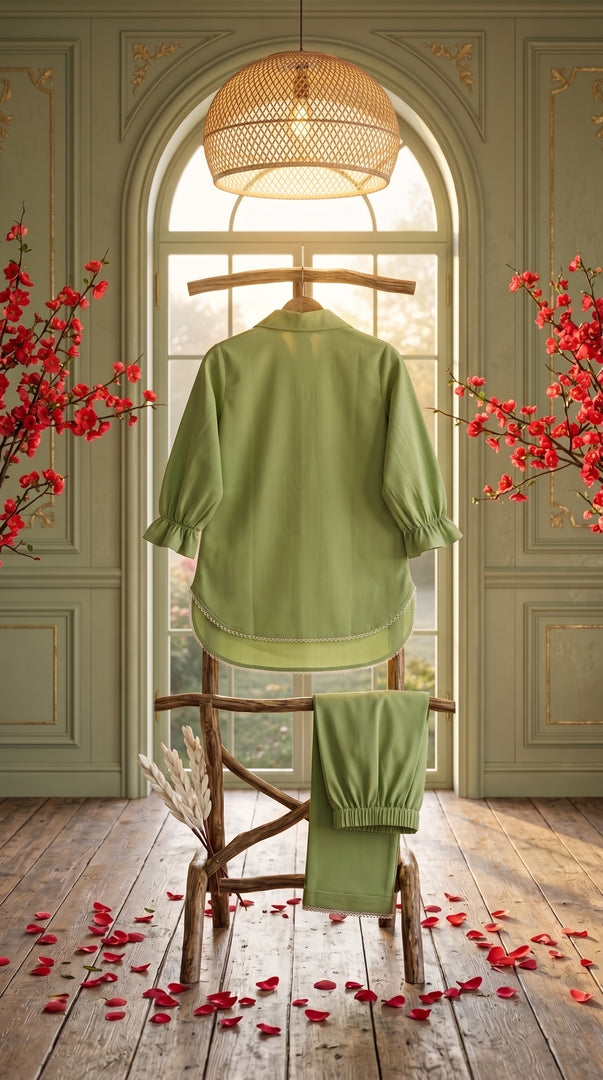 Aaina Mint Green Appliqué Embroidered Co-ord Set
