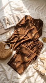 Load image into Gallery viewer, Adaa Brown Embroidered Farshi Kurta Set
