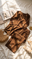 Adaa Brown Embroidered Farshi Kurta Set