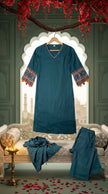 Mehr Teal Schiffli Tassel Kurta Set