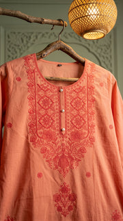 Arohi Peach Embroidered Kurta Set