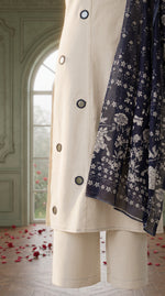 Load image into Gallery viewer, Roshini White Mirror Work Indigo Print Kurta Set