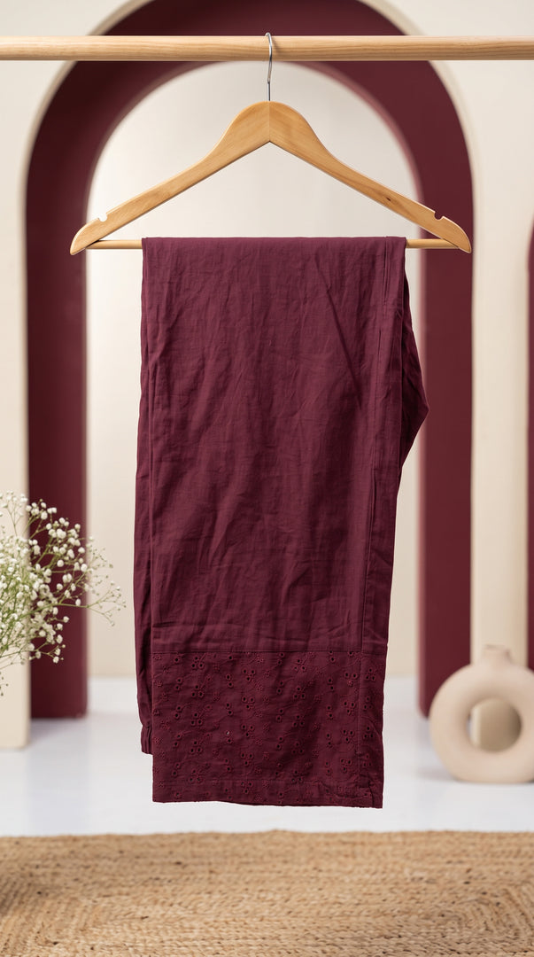 Mehr Wine Schiffli Tassel Kurta Set