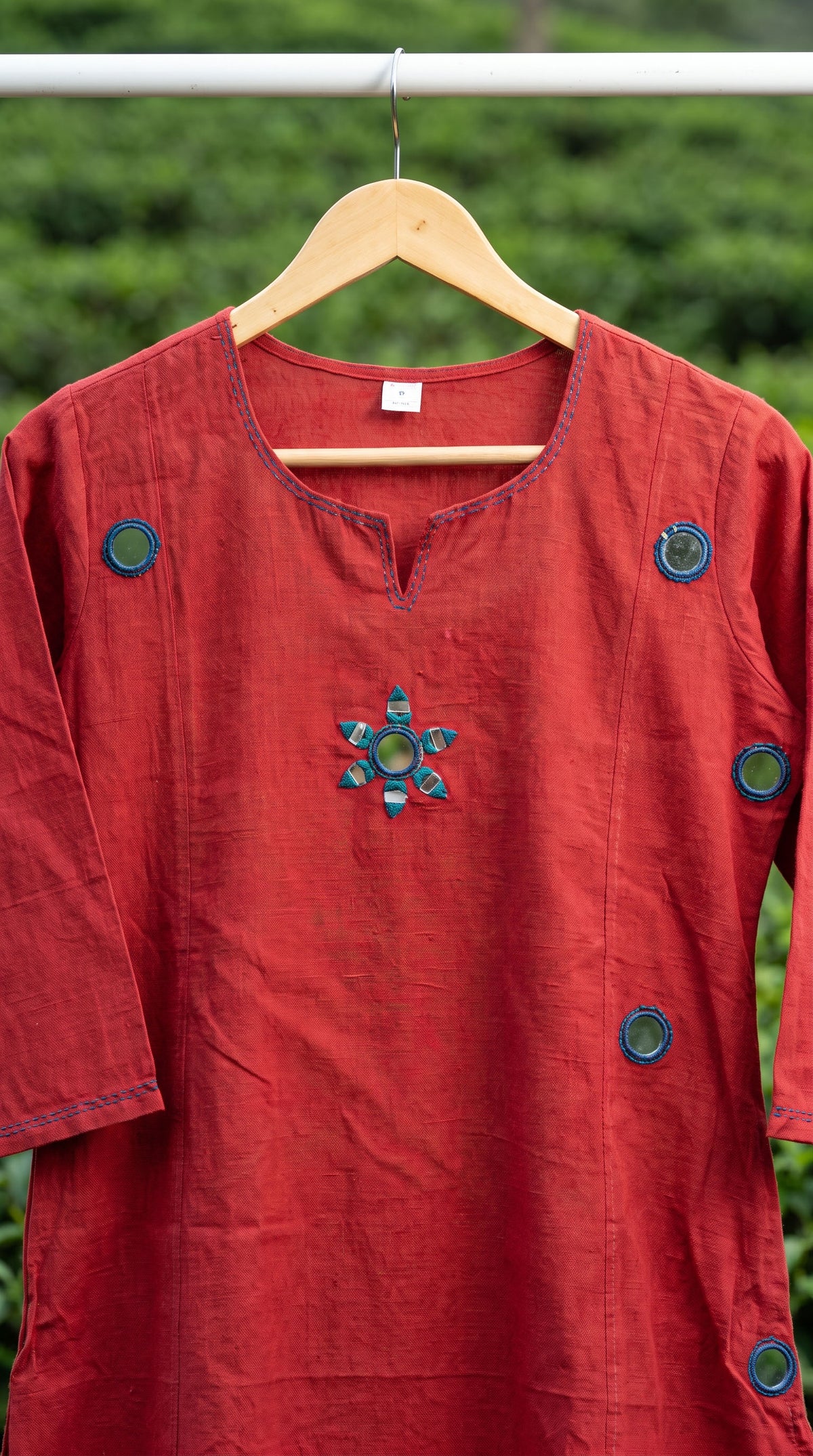 Madhavi Maroon Mirror Embroidered A-Line Kurta Set