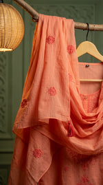 Load image into Gallery viewer, Arohi Peach Embroidered Kurta Set