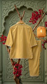 Load image into Gallery viewer, Sukoon Mustard Lace Work Co-ord Set