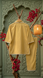 Sukoon Mustard Lace Work Co-ord Set