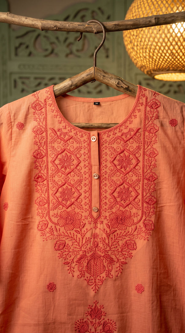 Arohi Peach Embroidered Kurta Set