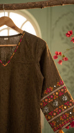 Load image into Gallery viewer, Mehr Military Green Schiffli Tassel Kurta Set