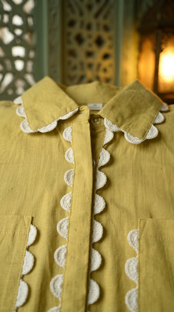 Sukoon Mustard Lace Work Co-ord Set