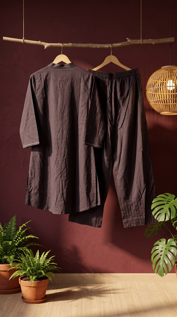 Abha Mauve Mirror Kantha Co-ord Set