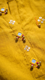 Load image into Gallery viewer, Ruhani Mustard Mirror Work Farshi Kurta Set