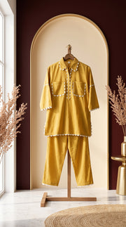 Sukoon Mustard Lace Work Co-ord Set