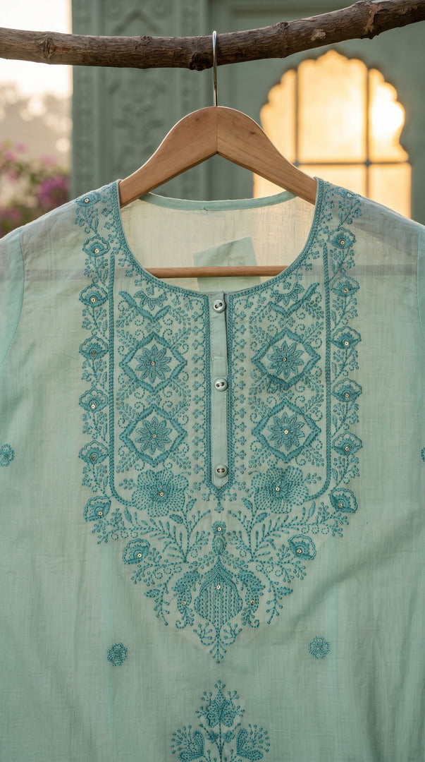 Arohi Sky Blue Embroidered Kurta Set